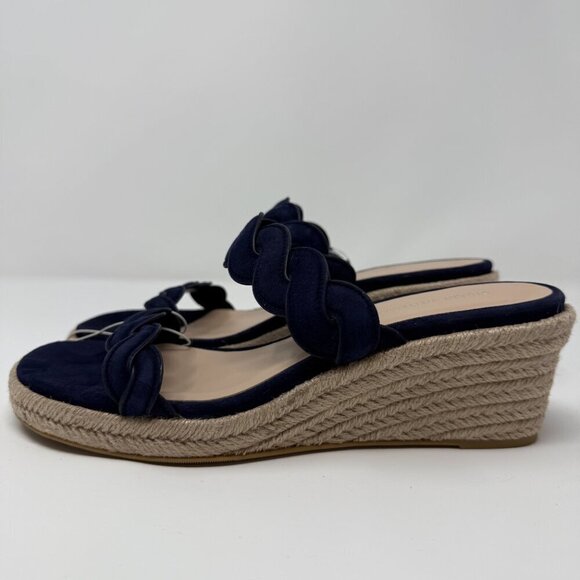 Stuart Weitzman Twistie Flat Sandals Open Toe Wedge Heels Women's 7 Navy NWOB - Picture 5 of 9
